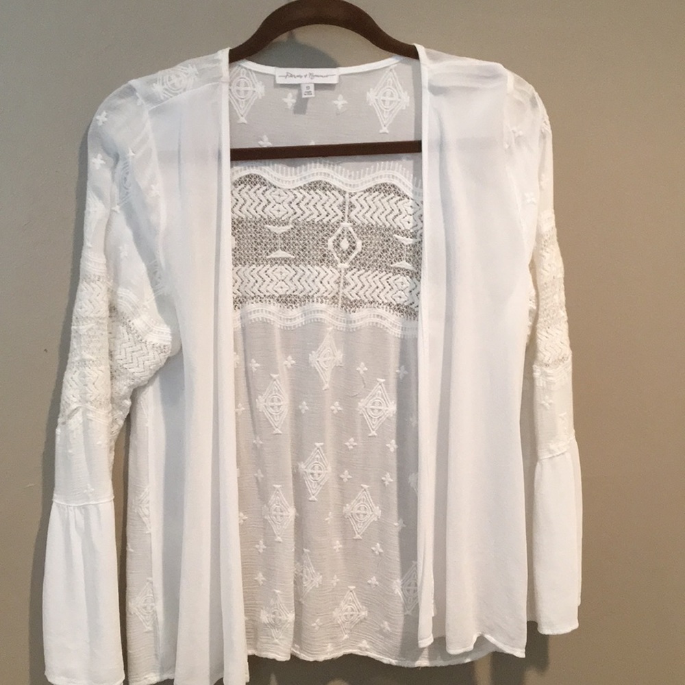 Embroidered open cardigan